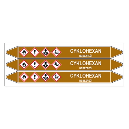 Značení potrubí, cyklohexan,3 ks, 355 × 37 mm